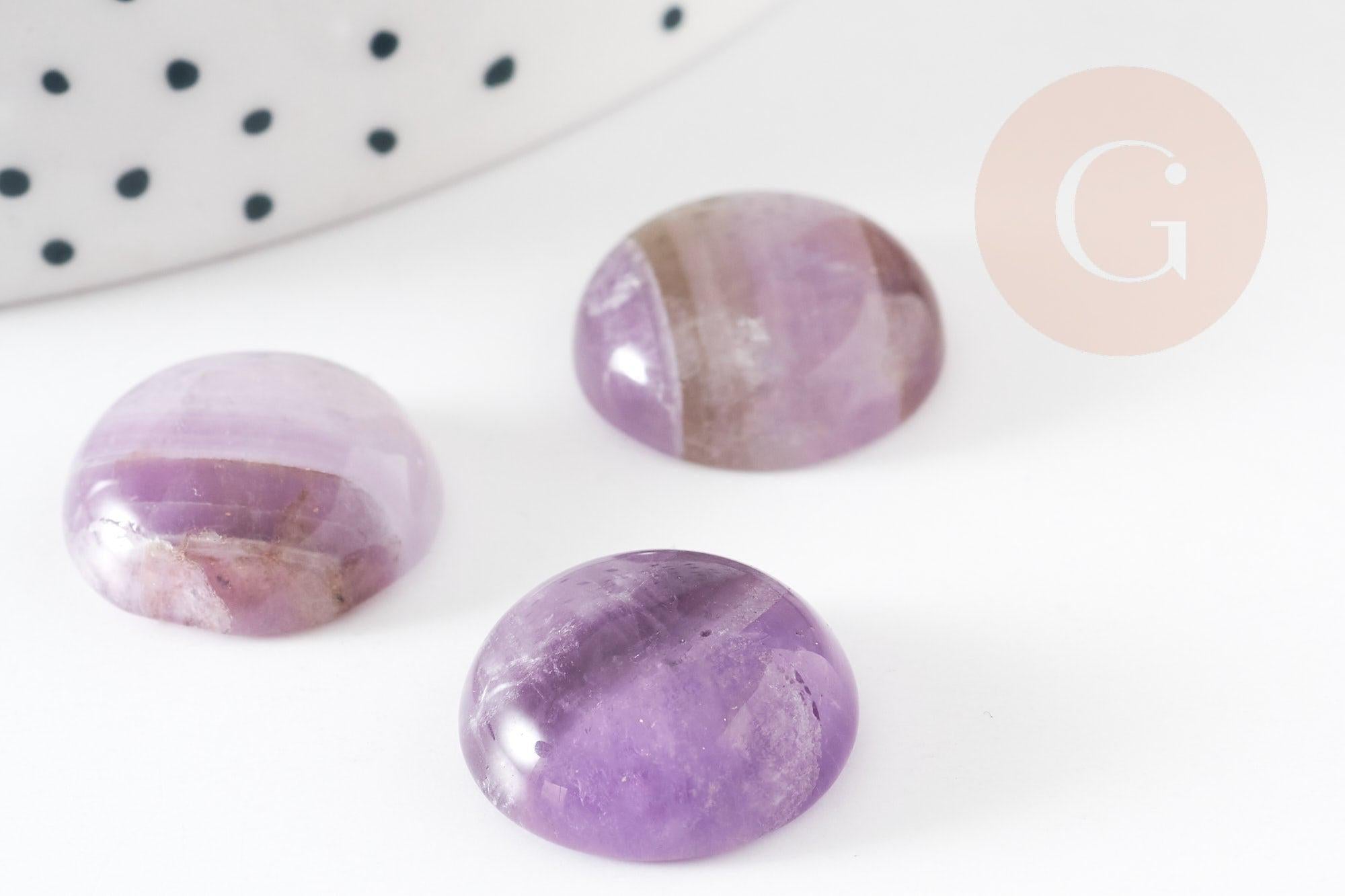 Cabochon rond amethyste naturelle 16mm, x1 (G2259)