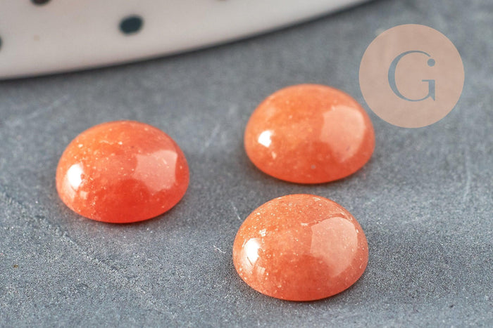 Cabochon rond aventurine rouge naturelle 8mm, x1 (G2230)