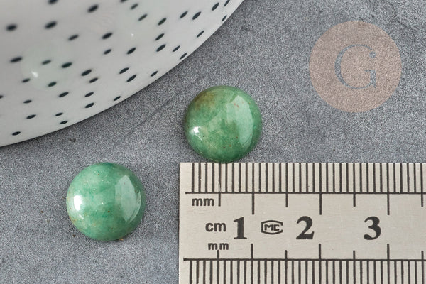 Cabochon rond aventurine verte naturelle 12mm, x1 (G1927)