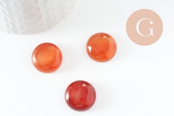 Cabochon rond cornaline naturelle orange 20mm, x1 (G9617)