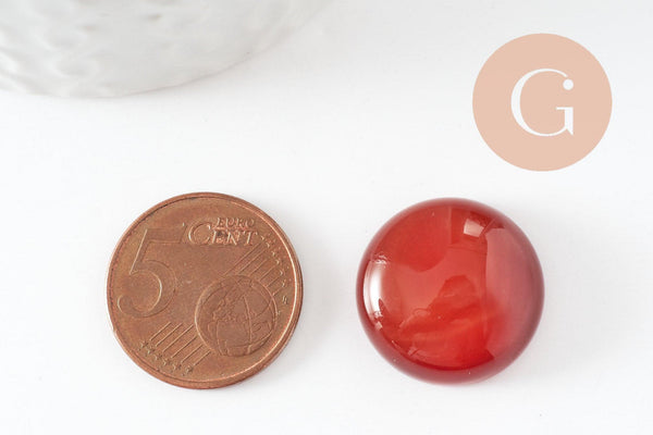 Cabochon rond cornaline naturelle orange 20mm, x1 (G9617)