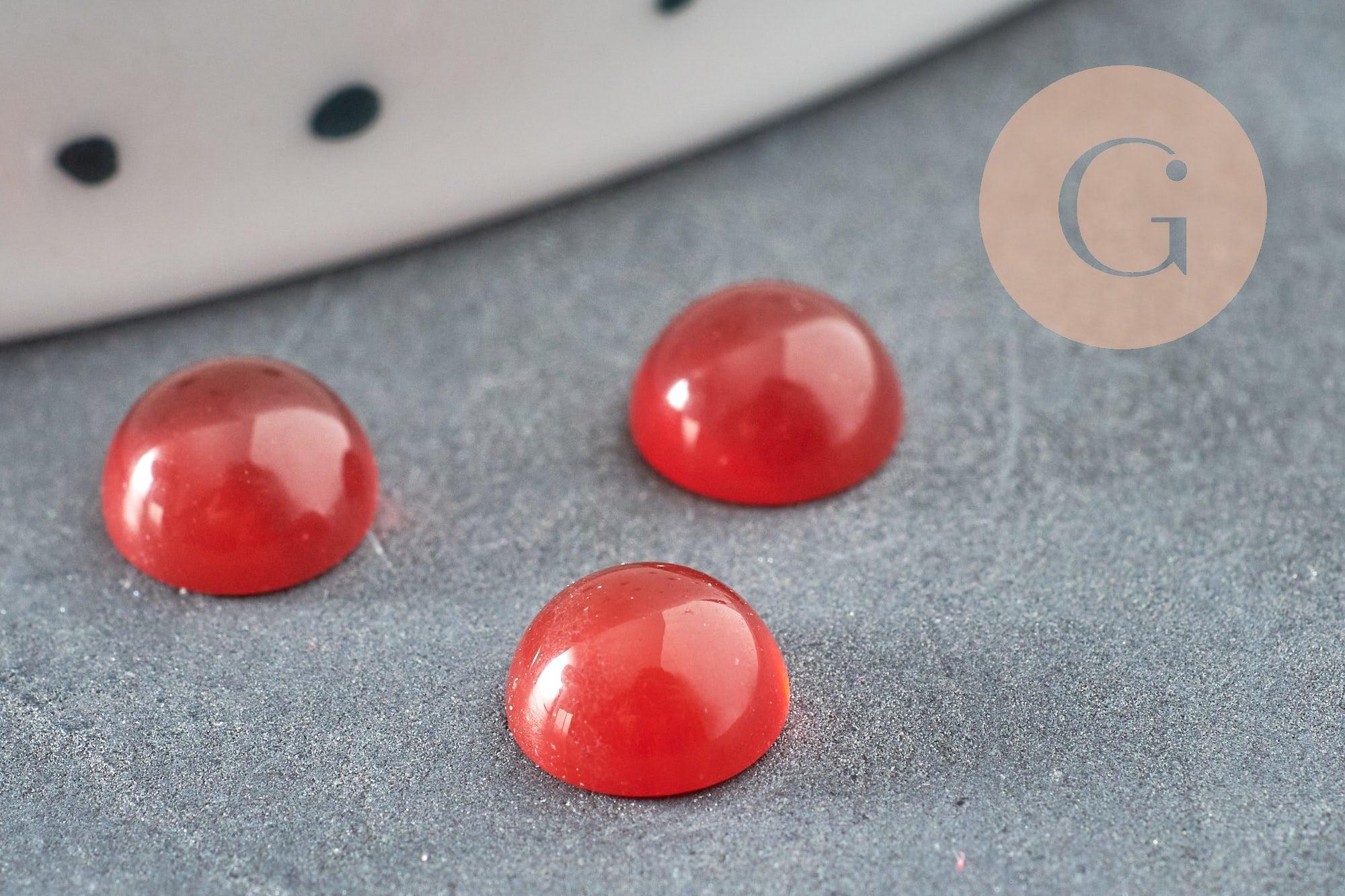 Cabochon rond cornaline naturelle orange 6mm, x1 (G0175)