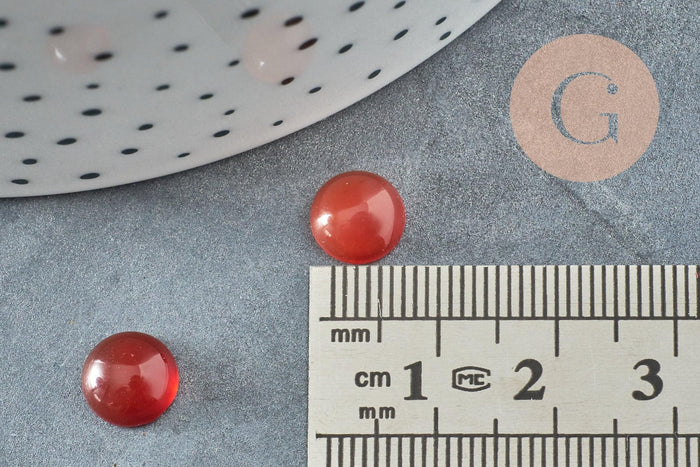 Cabochon rond cornaline naturelle orange 8mm, x1 (G9087)