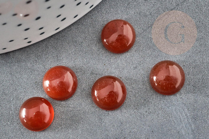 Cabochon rond cornaline orange 10mm, x1 (G2436)