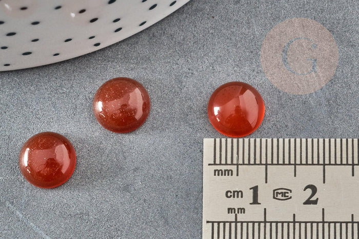 Cabochon rond cornaline orange 10mm, x1 (G2436)