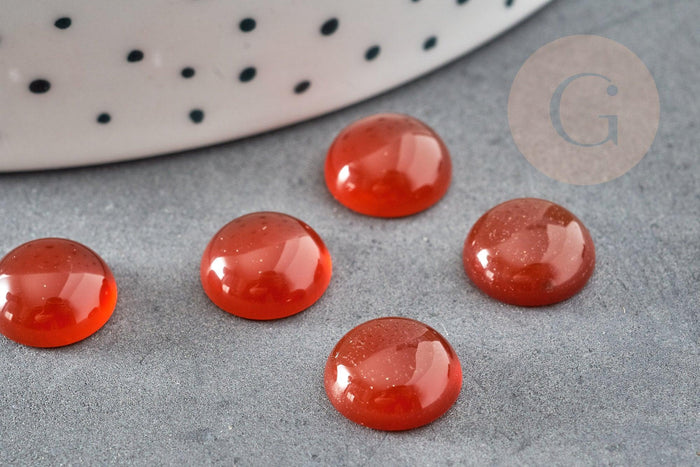 Cabochon rond cornaline orange 10mm, x1 (G2436)