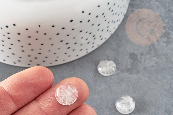 Cabochon rond cristal de roche naturel 12mm, x1 (G5051)