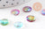 Cabochon rond écailles résine irisée multicolore 10mm, x5 (G7101)