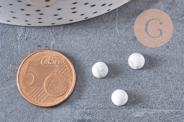 Cabochon rond howlite blanc naturelle 6mm, x1 (G0171)