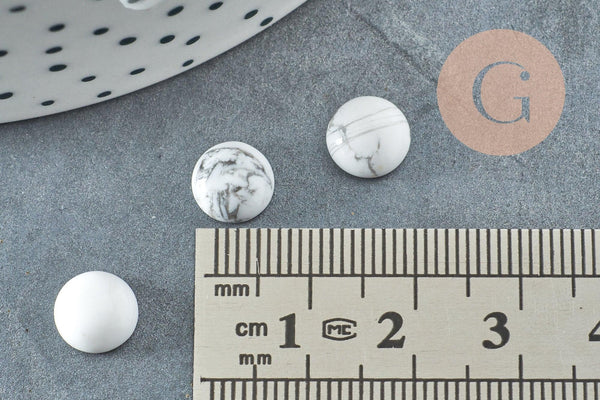 Cabochon rond howlite naturel blanc 8mm, x1 G4809