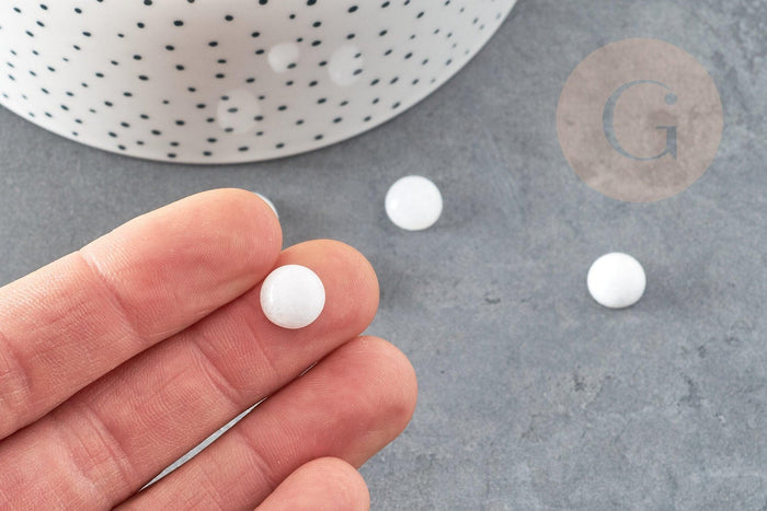 Cabochon rond jade blanc, cabochon rond, jade naturel,pierre naturelle,jade blanc, 10mm, x1 (G1642)