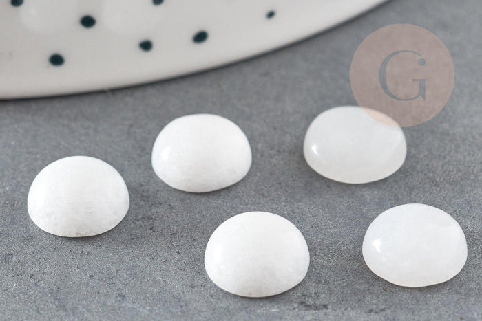 Cabochon rond jade blanc, cabochon rond, jade naturel,pierre naturelle,jade blanc, 10mm, x1 (G1642)