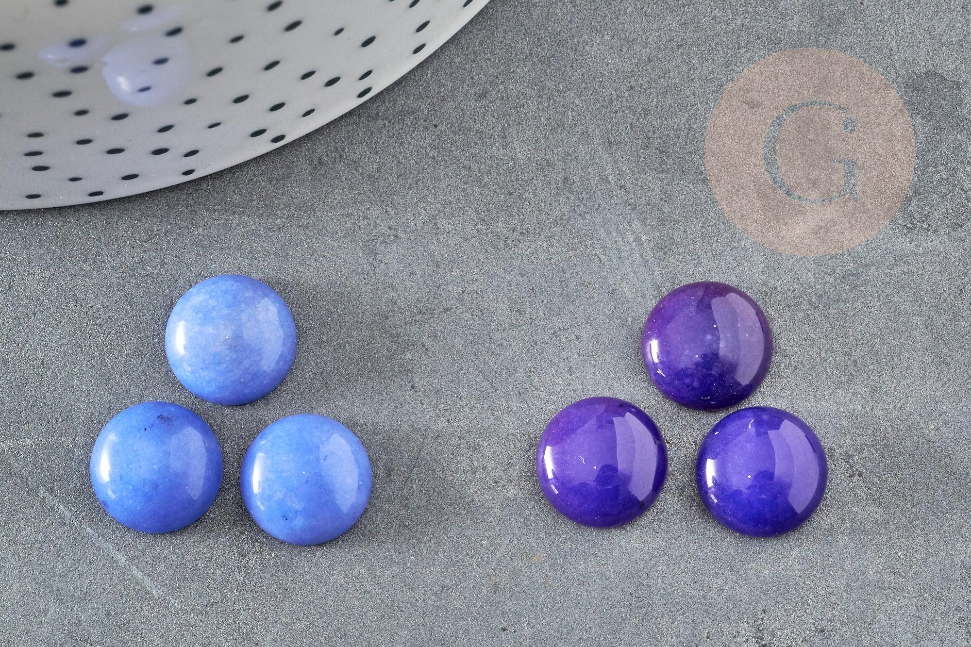 Cabochon rond jade naturel bleu, 12mm, x1 (G1429)