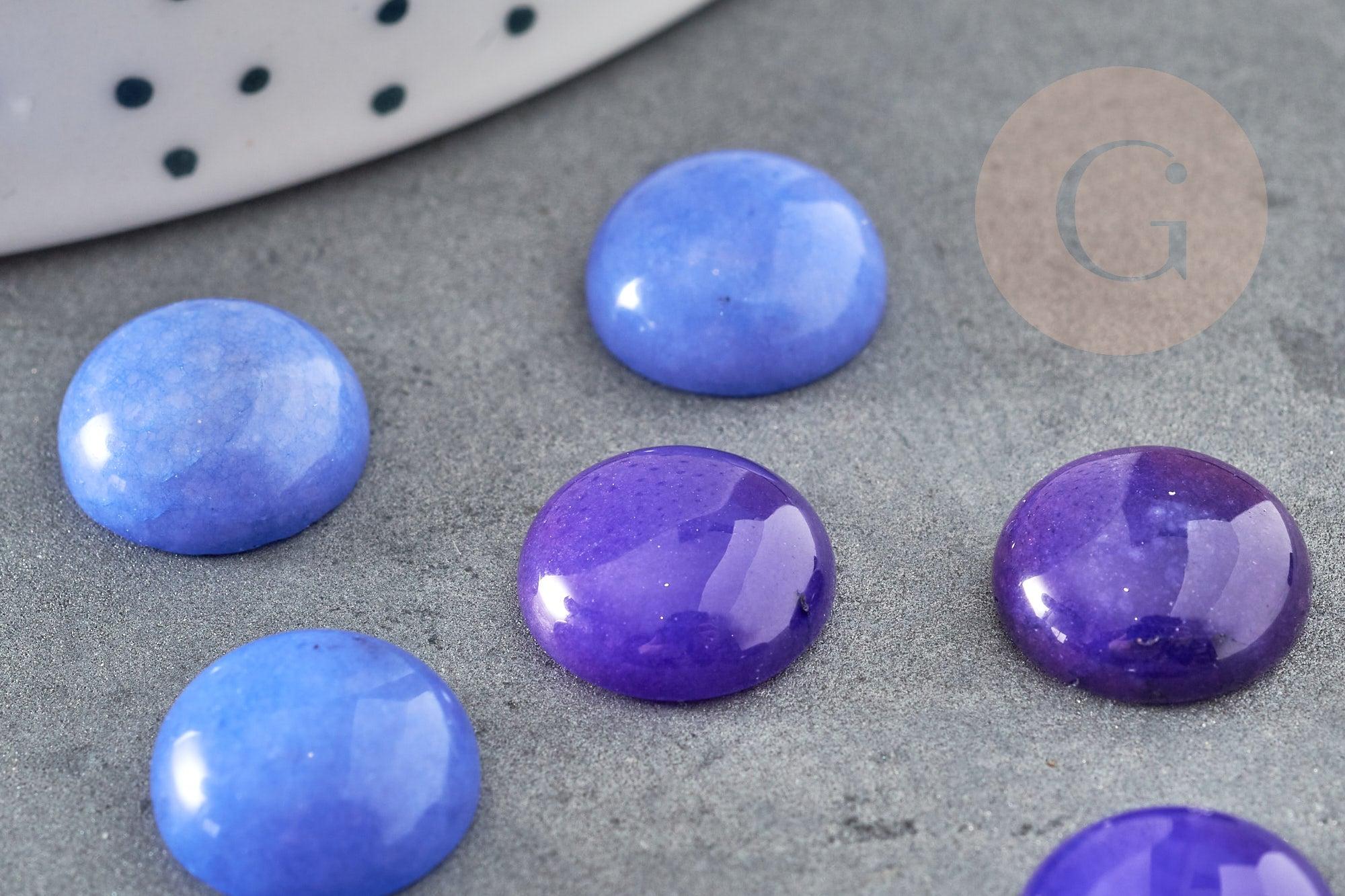 Cabochon rond jade naturel bleu, 12mm, x1 (G1429)