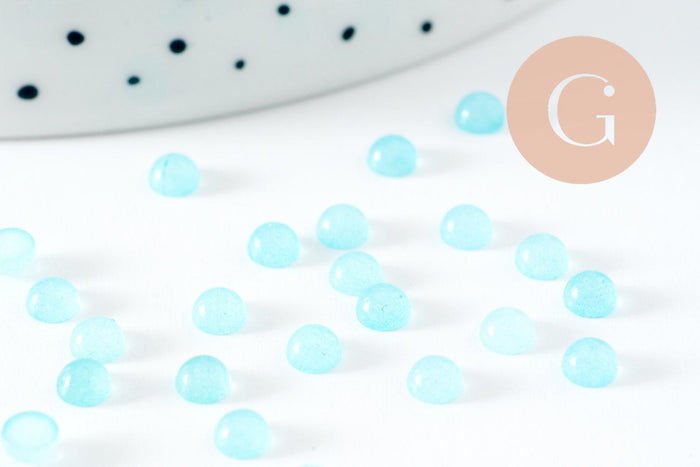 Cabochon rond jade naturel bleu turquoise clair 4mm, x1 (G9958)