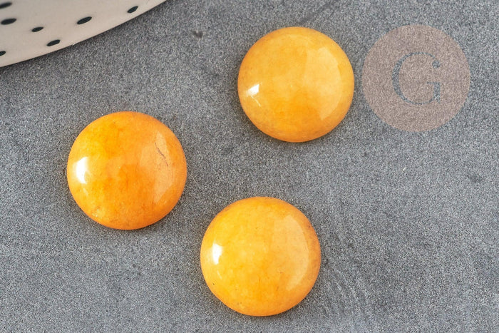 Cabochon rond jade naturel jaune 12mm, x1 (G2589)
