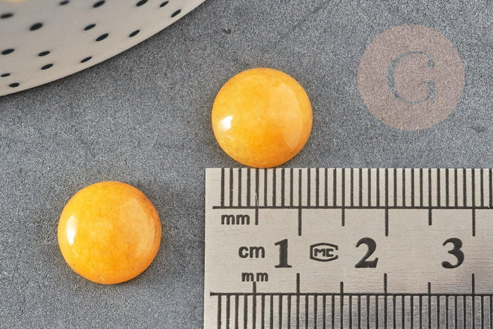 Cabochon rond jade naturel jaune 12mm, x1 (G2589)