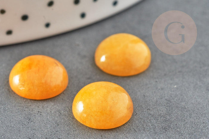 Cabochon rond jade naturel jaune 12mm, x1 (G2589)
