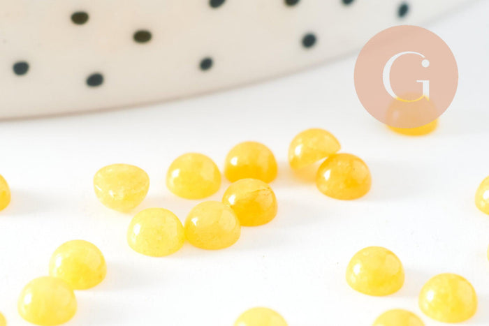 Cabochon rond jade naturel jaune 4mm, x1 (G9957)