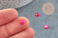 Cabochon rond jade naturel rose fuchsia 6mm, x1 (G1411)