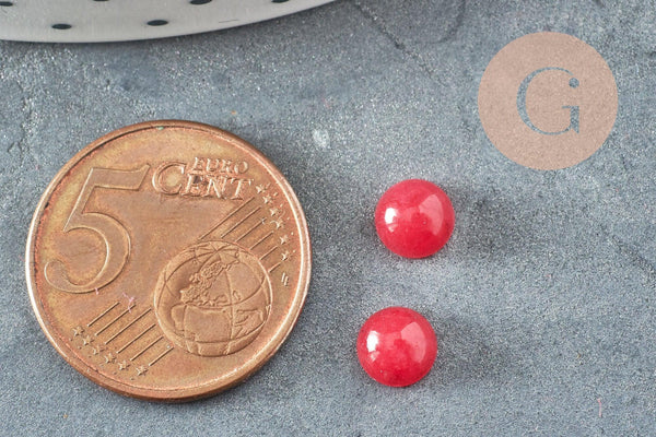 Cabochon rond jade naturel rouge foncé 6mm, x1 (G1430)
