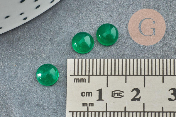 Cabochon rond jade naturel vert 6mm, x1 (G2969)