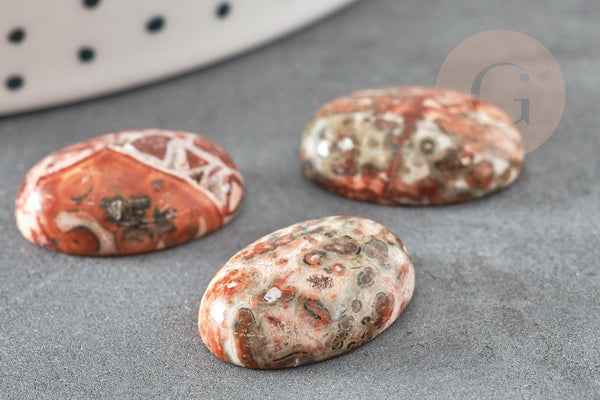 Cabochon rond jaspe léopard naturel 18x13mm, x1 (G1134)
