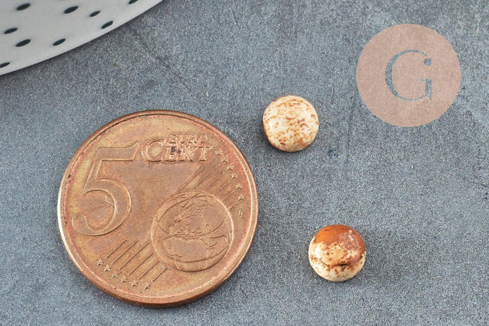 Cabochon rond jaspe paysagenaturel 6mm, x1 (G1926)