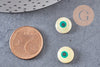 Cabochon rond nacre blanche mauvais oeil 10mm, x10 (G1058)