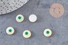 Cabochon rond nacre blanche mauvais oeil 10mm, x10 (G1058)