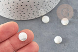 Cabochon rond nacre blanche naturelle 10mm, x1 (G2751)