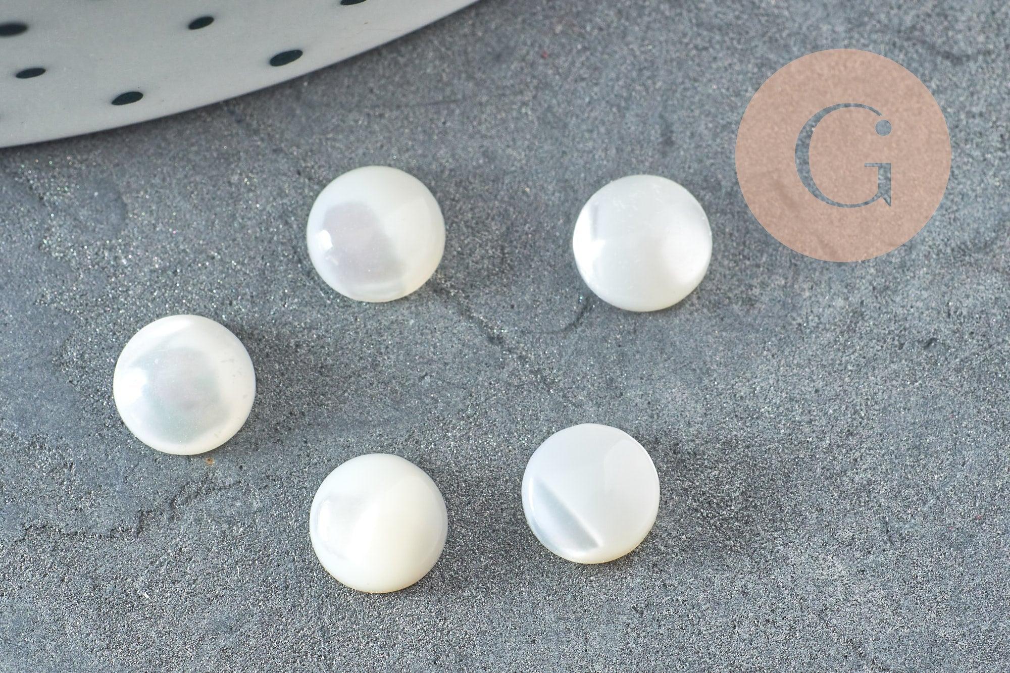 Cabochon rond nacre blanche naturelle 5.4mm, x1 (G1738)