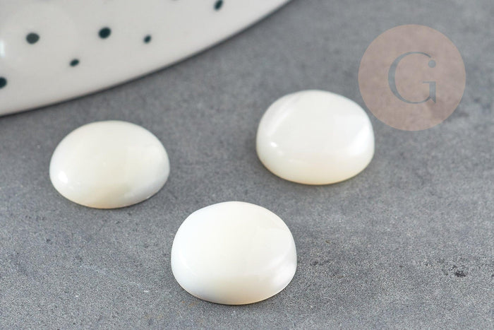 Cabochon rond nacre blanche naturelle,12mm, x1 (G1739)
