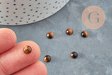 Cabochon rond œil de tigre naturel marron 6mm, x1 (G0012)