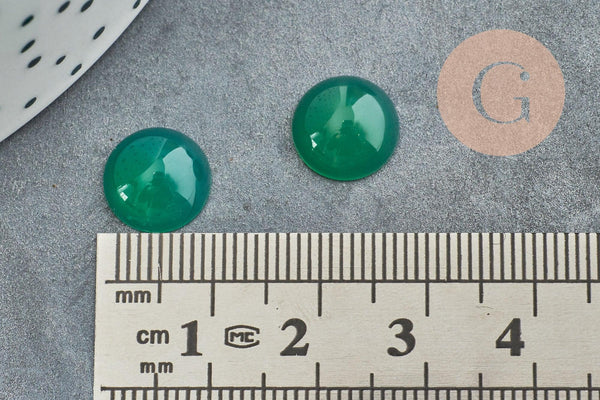 Cabochon rond onyx vert foncé 10mm, x1 (G8675)