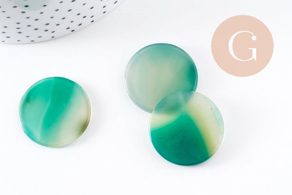 Cabochon rond onyx verte naturelle 30mm,c x1 (G10117)