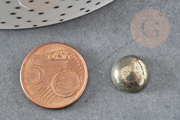 Cabochon rond pyrite grise naturelle 12mm, x1 (G9025)