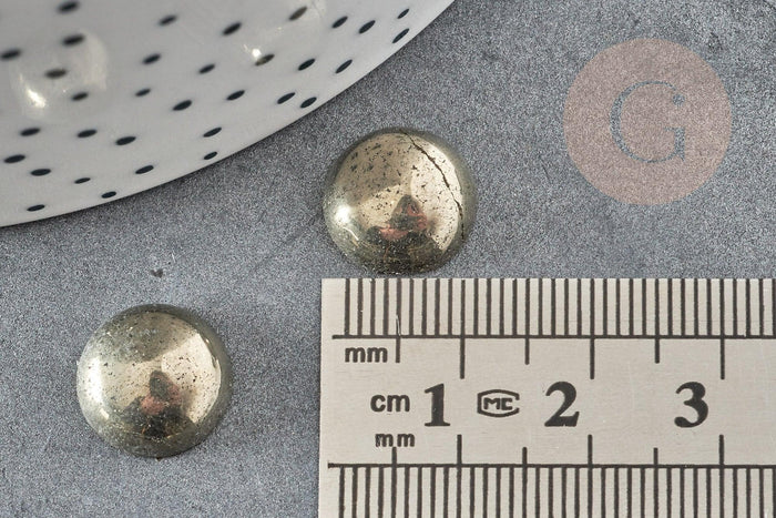 Cabochon rond pyrite grise naturelle 12mm, x1 (G9025)