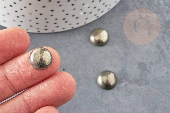 Cabochon rond pyrite grise naturelle 12mm, x1 (G9025)