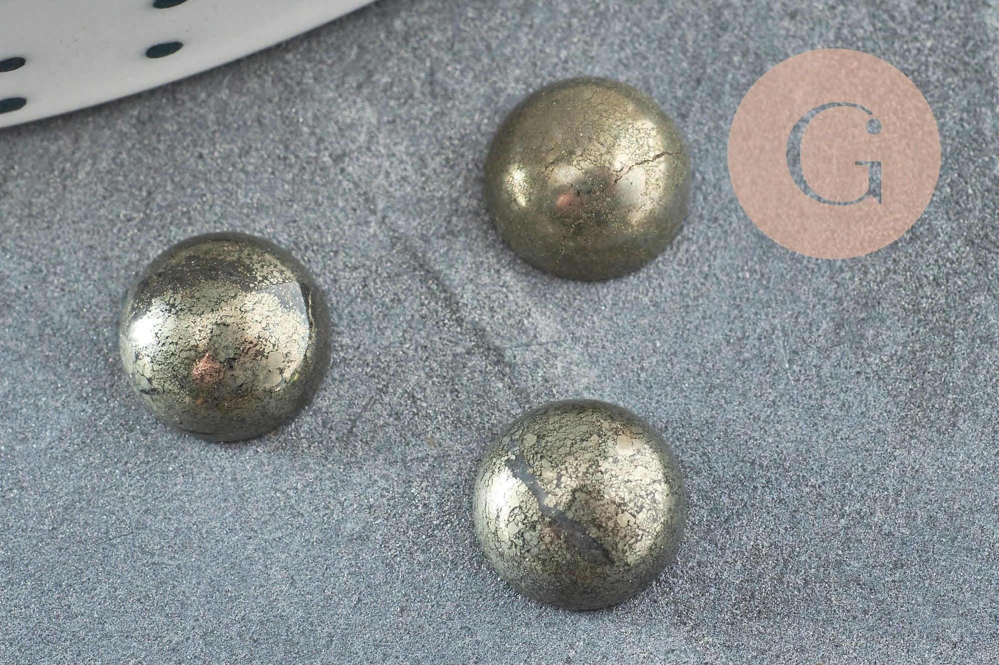 Cabochon rond pyrite grise naturelle 8mm, x1 (G0766)
