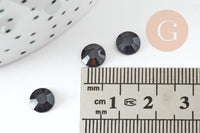 Cabochon rond strass plastique noir reflets ronds 7mm, x 5g (G2248)