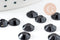 Cabochon rond strass plastique noir reflets ronds 7mm, x 5g (G2248)