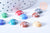 Cabochon rond verre irisé multicolore 12mm, x10 (G8703)