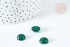 Cabochon rond verre lisse vert foncé 12mm, x1 (G8146)