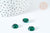 Cabochon rond verre lisse vert foncé 12mm, x1 (G8146)
