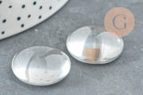 Cabochon rond verre transparent 22mm, x5 (G5372)