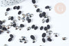 Cabochon strass plastique noir irisé ovale 6x4mm, x 5 grammes (G8339)