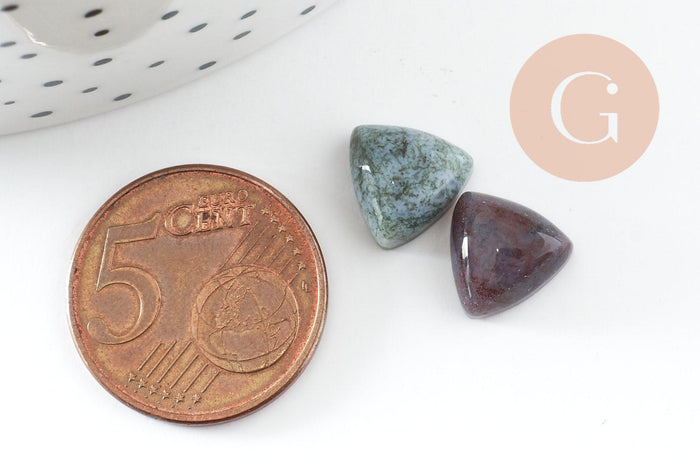 Cabochon triangle agate indienne naturelle 9,5-10mm, x1 (G7248)