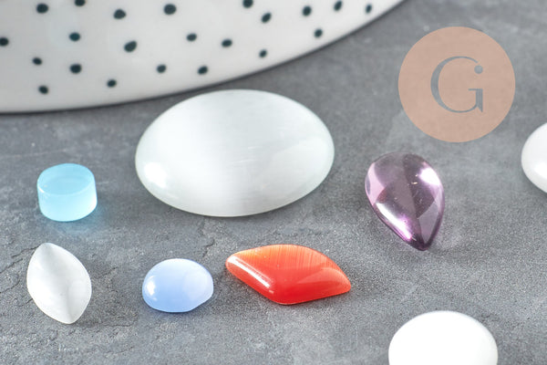 Cabochon verre multicolore couleurs et formes mélangées , x10 (G2251)