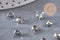 Cache-noeud chaine boule acier 304 platine avec trou 4mm, x10 (G11018)